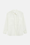 White long-sleeve shirt with front buttons and two chest pockets by COMMA, shown in front view with crisp fabric texture