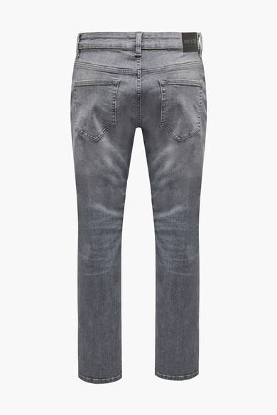 Lichte grijze rechte jeans van ONLY & SONS, met achterzakken en riemlussen.