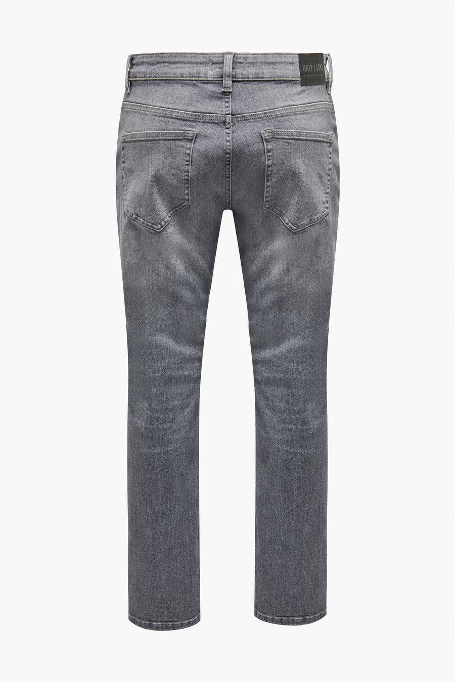 Lichte grijze rechte jeans van ONLY & SONS, met achterzakken en riemlussen.