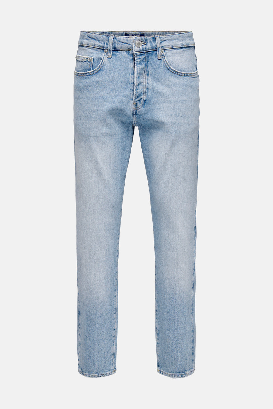 Lichtblauwe tapered jeans van ONLY & SONS, met zakken en subtiele denimdetails.