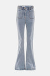 Bootcut jeans in lichtblauw denim van Morgan, met geïntegreerde gevlochten riem en opgestikte zakken.