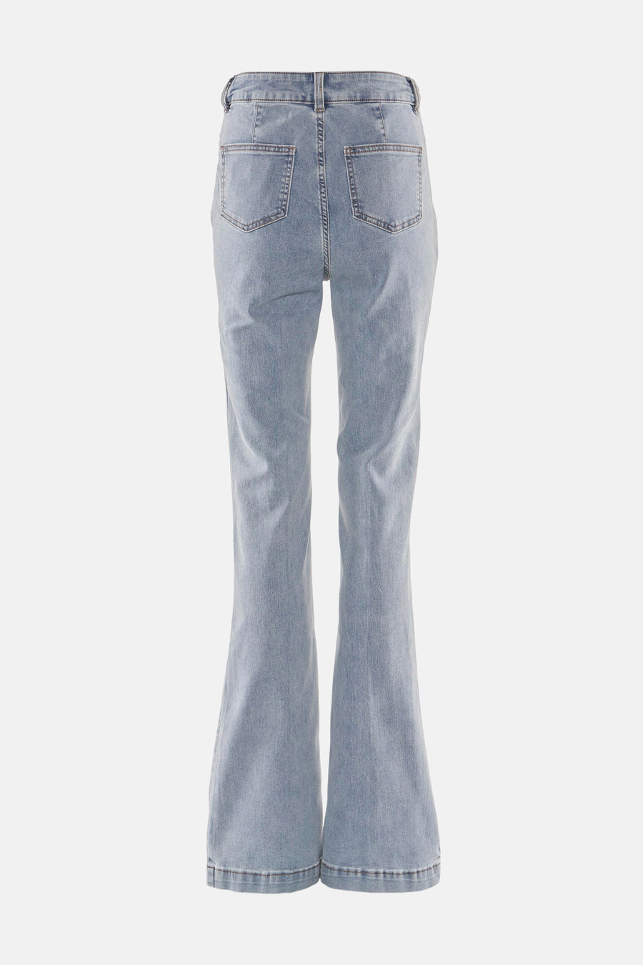 Jean bootcut in lichtblauw denim van Morgan de Toi, met achterzakken en uitlopende pijpen.