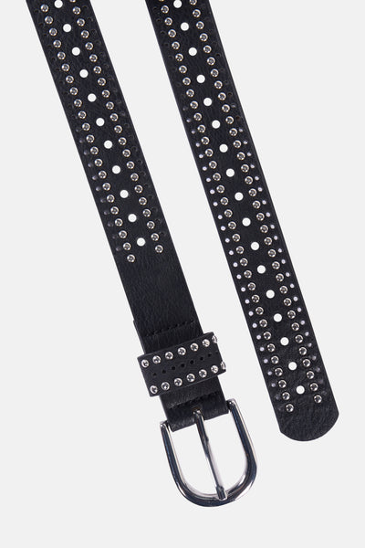Ceinture noire de Morgan de Toi avec clous décoratifs et boucle argentée.