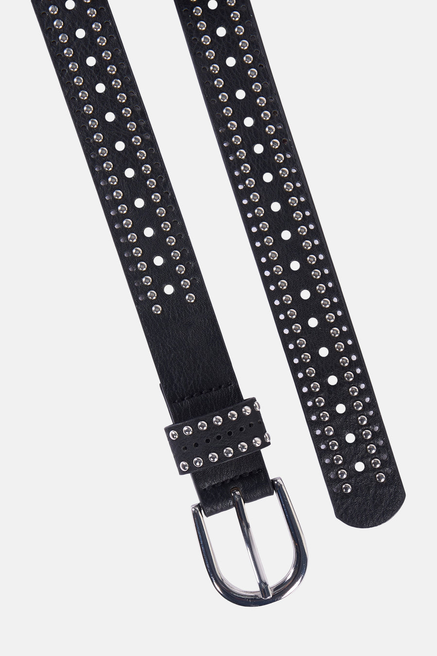 Ceinture noire de Morgan de Toi avec clous décoratifs et boucle argentée.