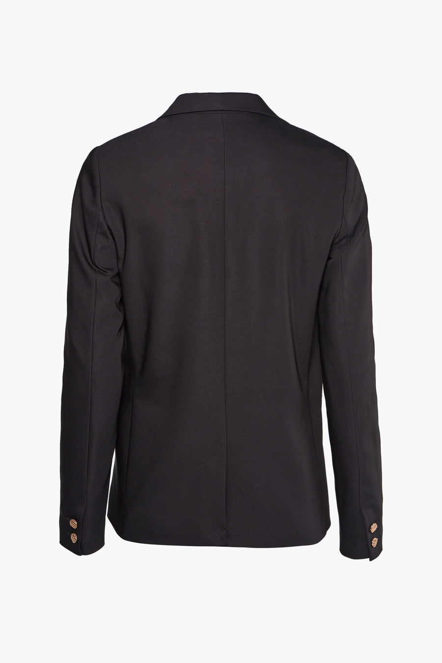 Blazer noir de Morgan de Toi avec boutons dorés aux poignets, vue de dos.

