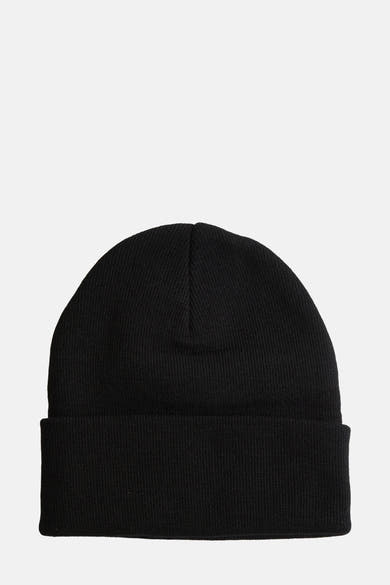 Bonnet noir de Levi's® Accessories, en tricot côtelé, avec revers.
