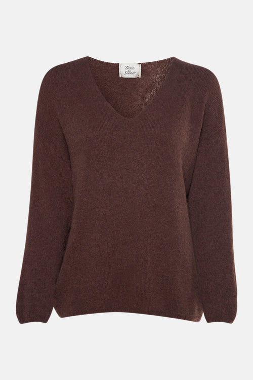 Pull met V-hals - bruin