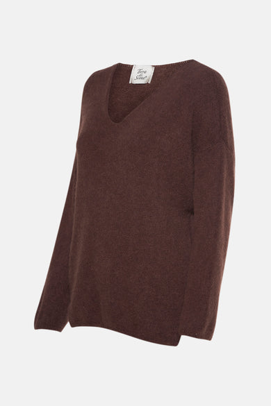 Pull met V-hals - bruin