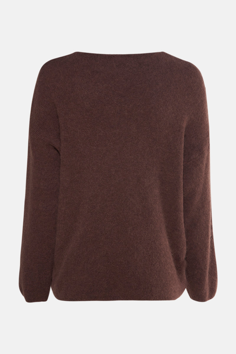 Pull met V-hals - bruin