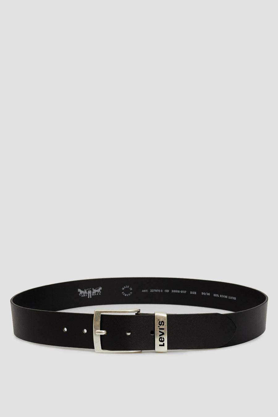 Ceinture noire en cuir bovin de Levi's, avec boucle argentée à ardillon.