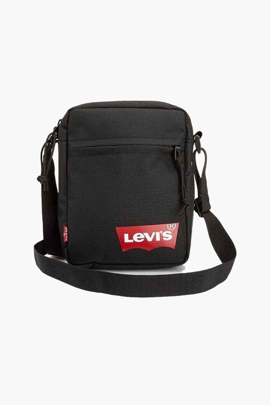 Sac bandoulière noir de Levi's Accessories, avec logo rouge et bandoulière ajustable.