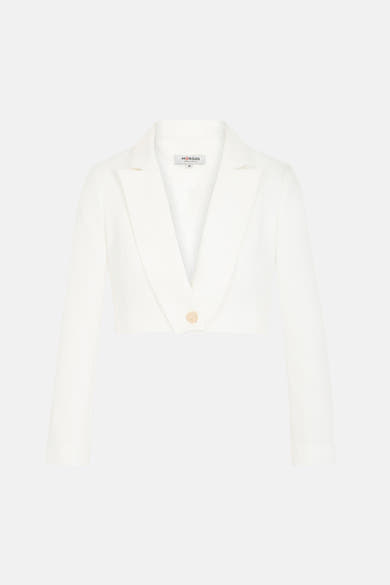 Veste écru de Morgan de Toi, coupe courte, avec un bouton doré.