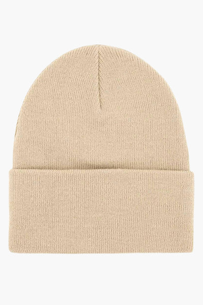 Beige muts van Levi's® Accessories, in ribgebreid, met omgeslagen rand.