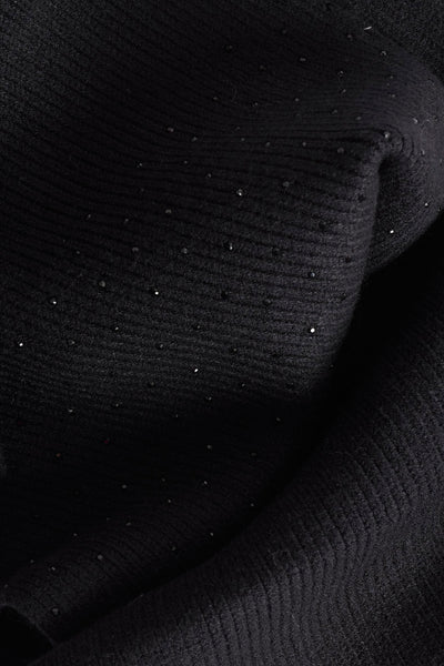 Foulard noir de Morgan de Toi en tricot côtelé avec de petits détails brillants dispersés.