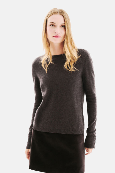 Pull col rond brun - CAROLL