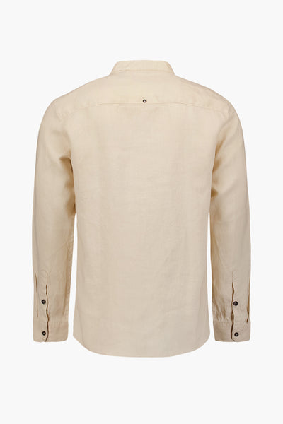 Chemise beige à manches longues de NO EXCESS, vue de dos avec patte de boutonnage aux poignets.