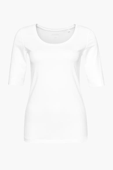 Top uni manches courtes blanc de OPUS, coupe ajustée, encolure arrondie.