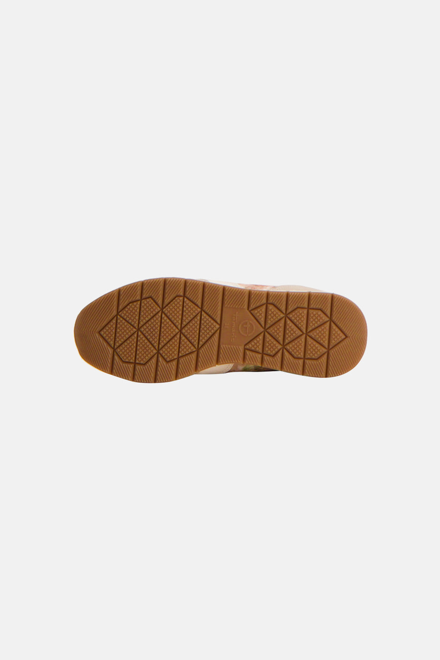 Bruine zool van Tamaris sneakers met geometrisch patroon.