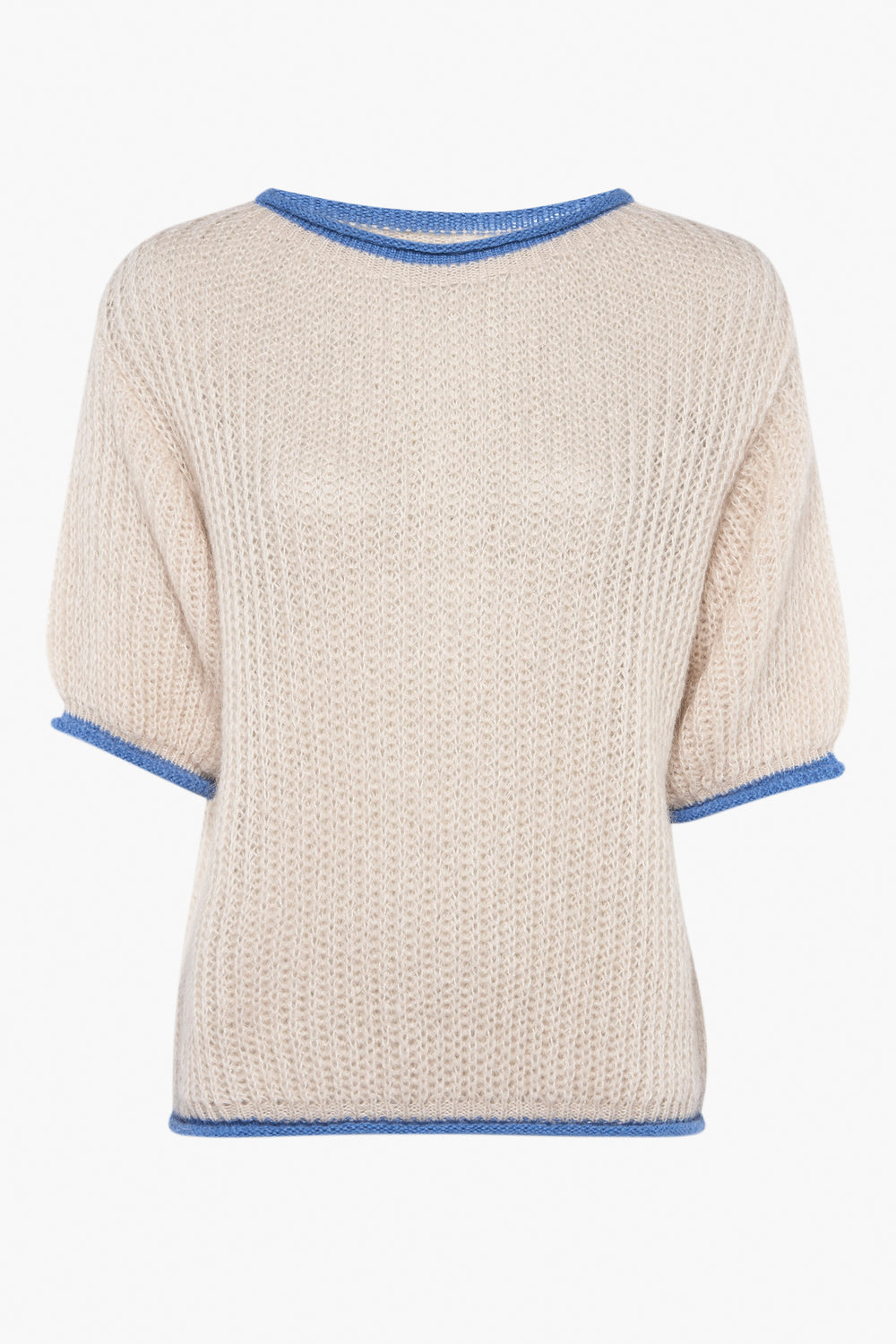 Pull col rond Écru - Terra di Siena
