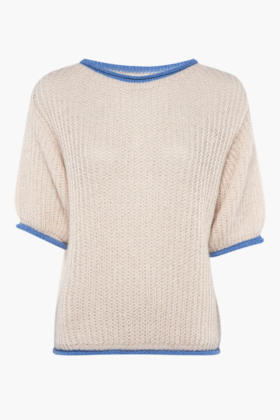 Pull col rond Écru - Terra di Siena