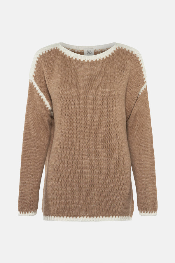 Trui met ronde hals Beige - Terra di Siena