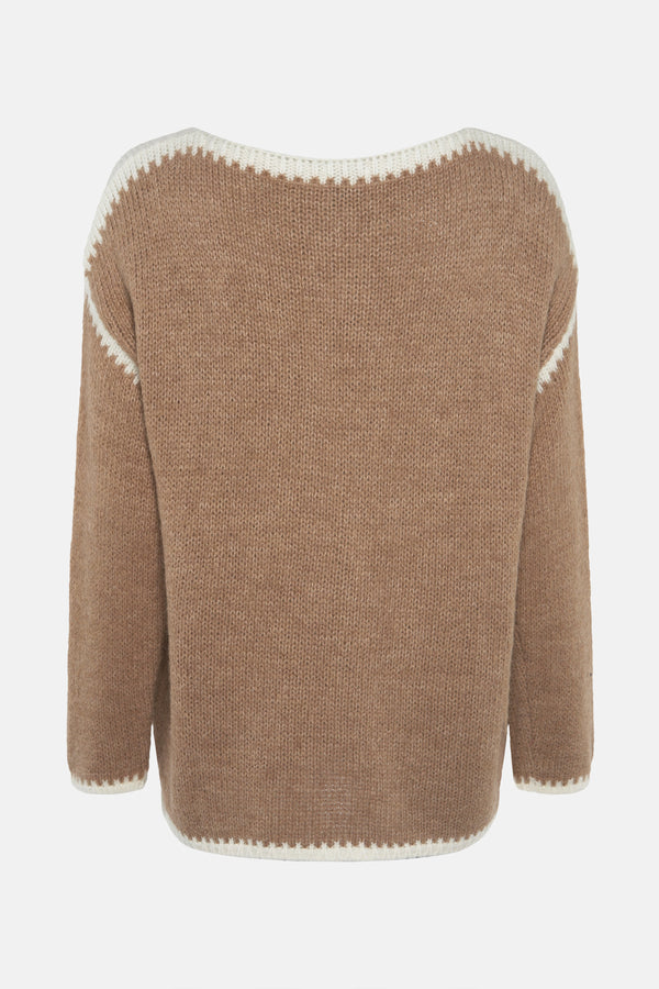 Trui met ronde hals Beige - Terra di Siena