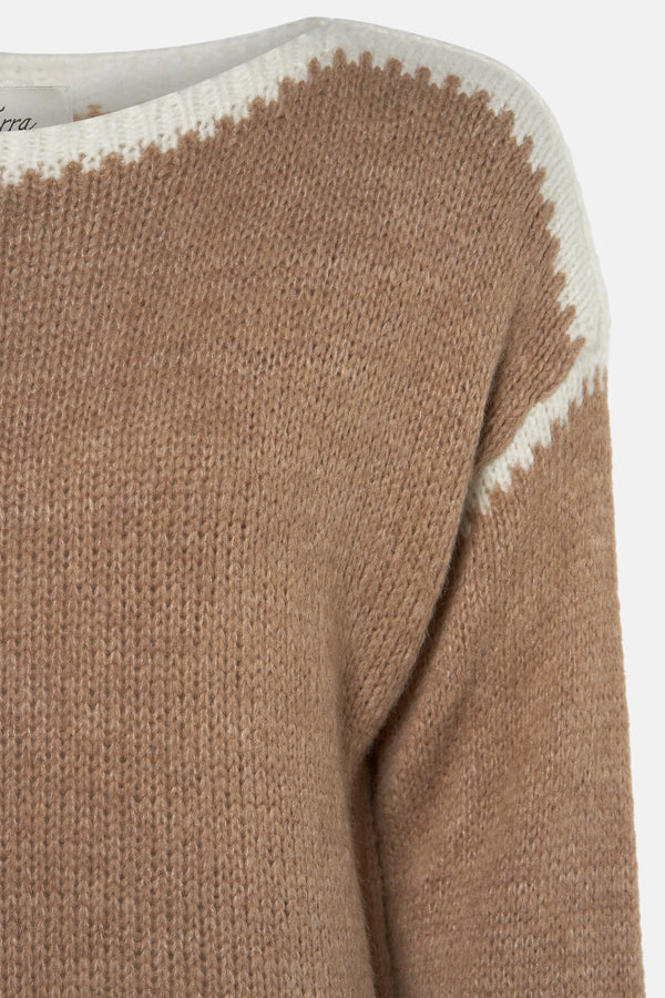 Trui met ronde hals Beige - Terra di Siena