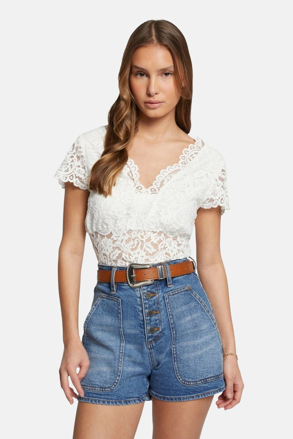 Top uni manches courtes Blanc - Morgan de Toi