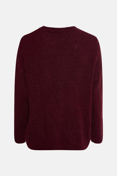 Pull à col rond bordeaux de Terra di Siena, en tricot texturé, vue de dos.
