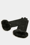 Gants noirs de Morgan de Toi avec poignets en fausse fourrure.