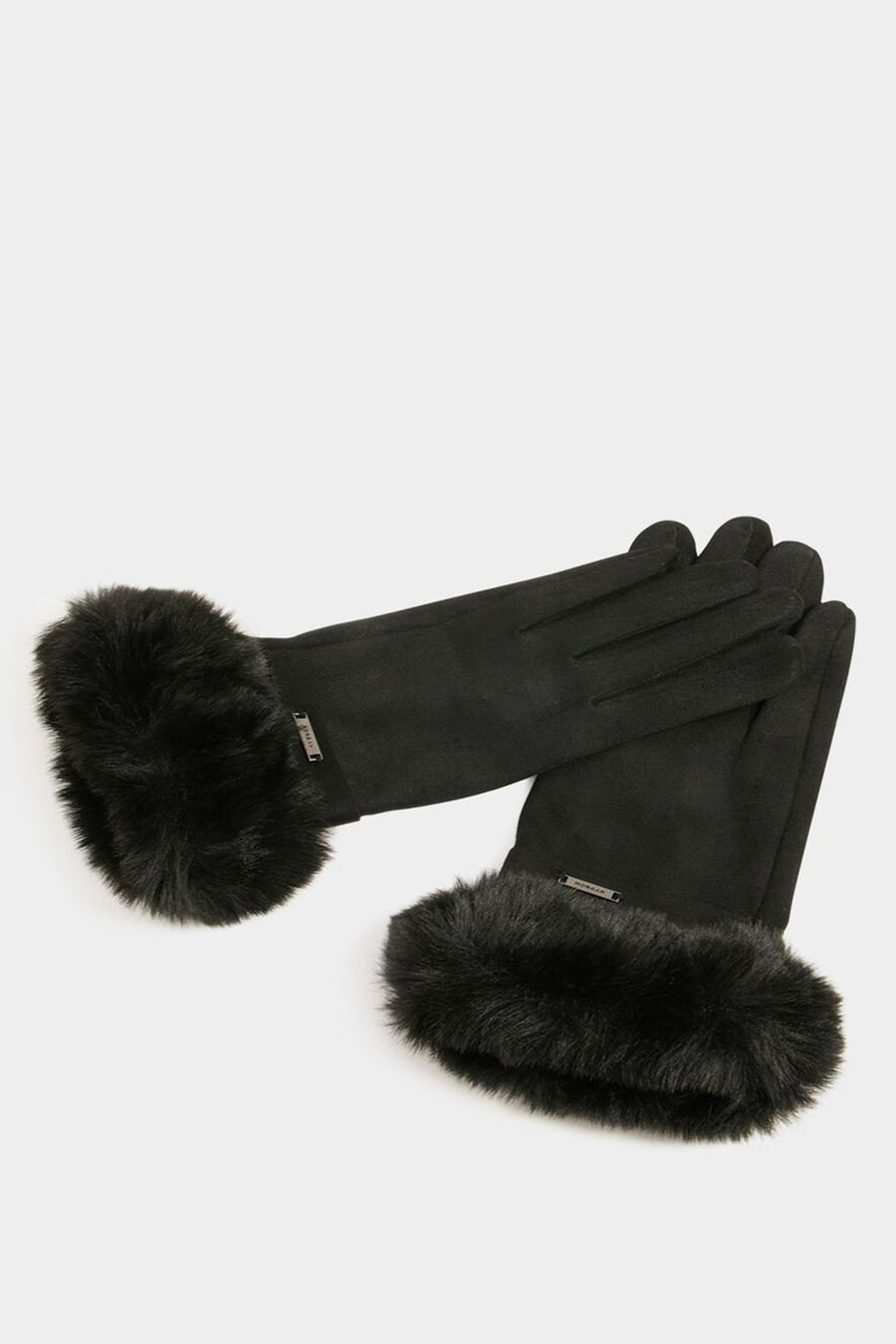 Gants noirs de Morgan de Toi avec poignets en fausse fourrure.