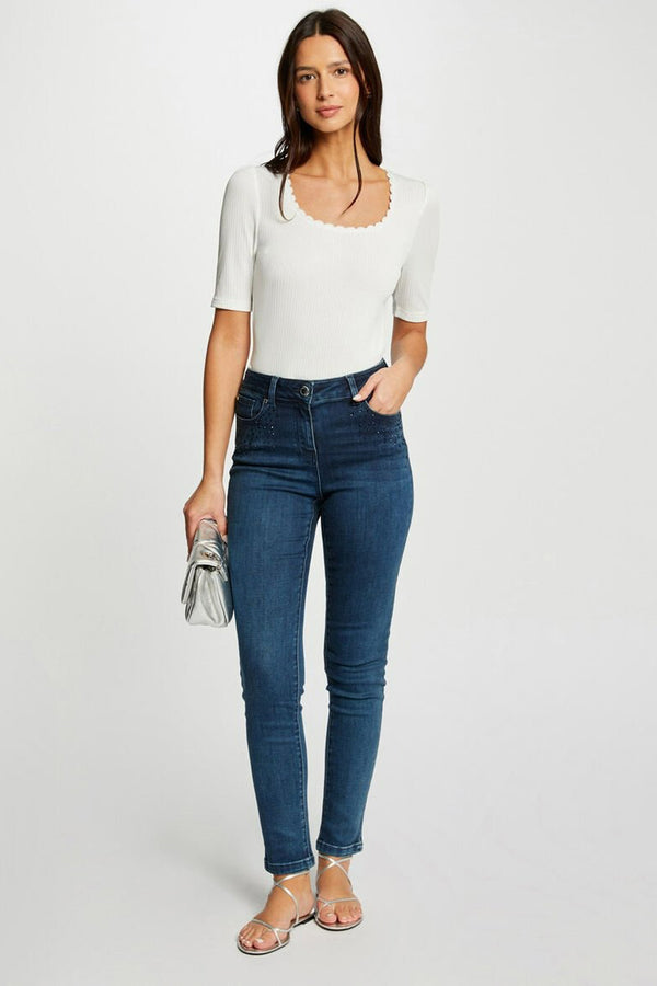 Top uni manches courtes Blanc - Morgan de Toi