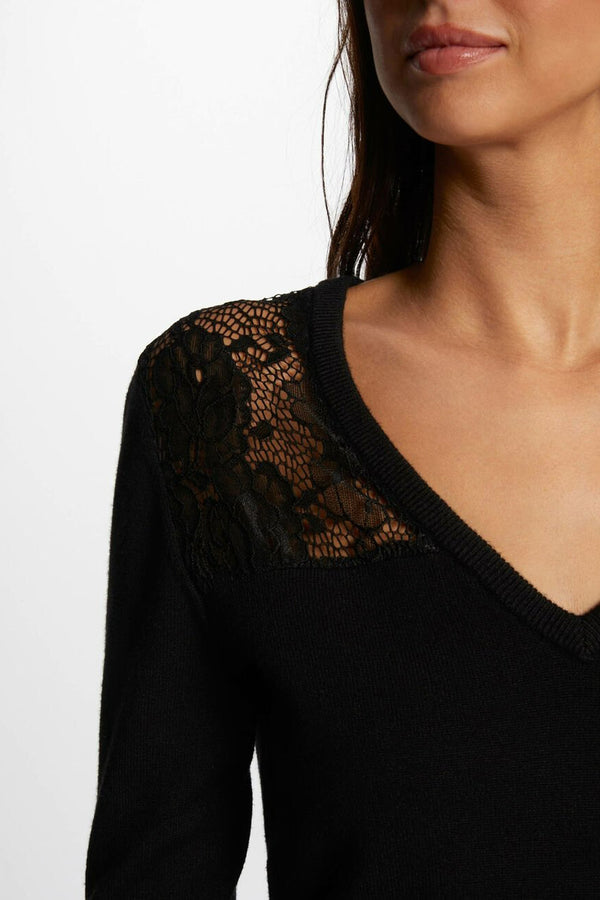 Pull col V Noir - Morgan de Toi