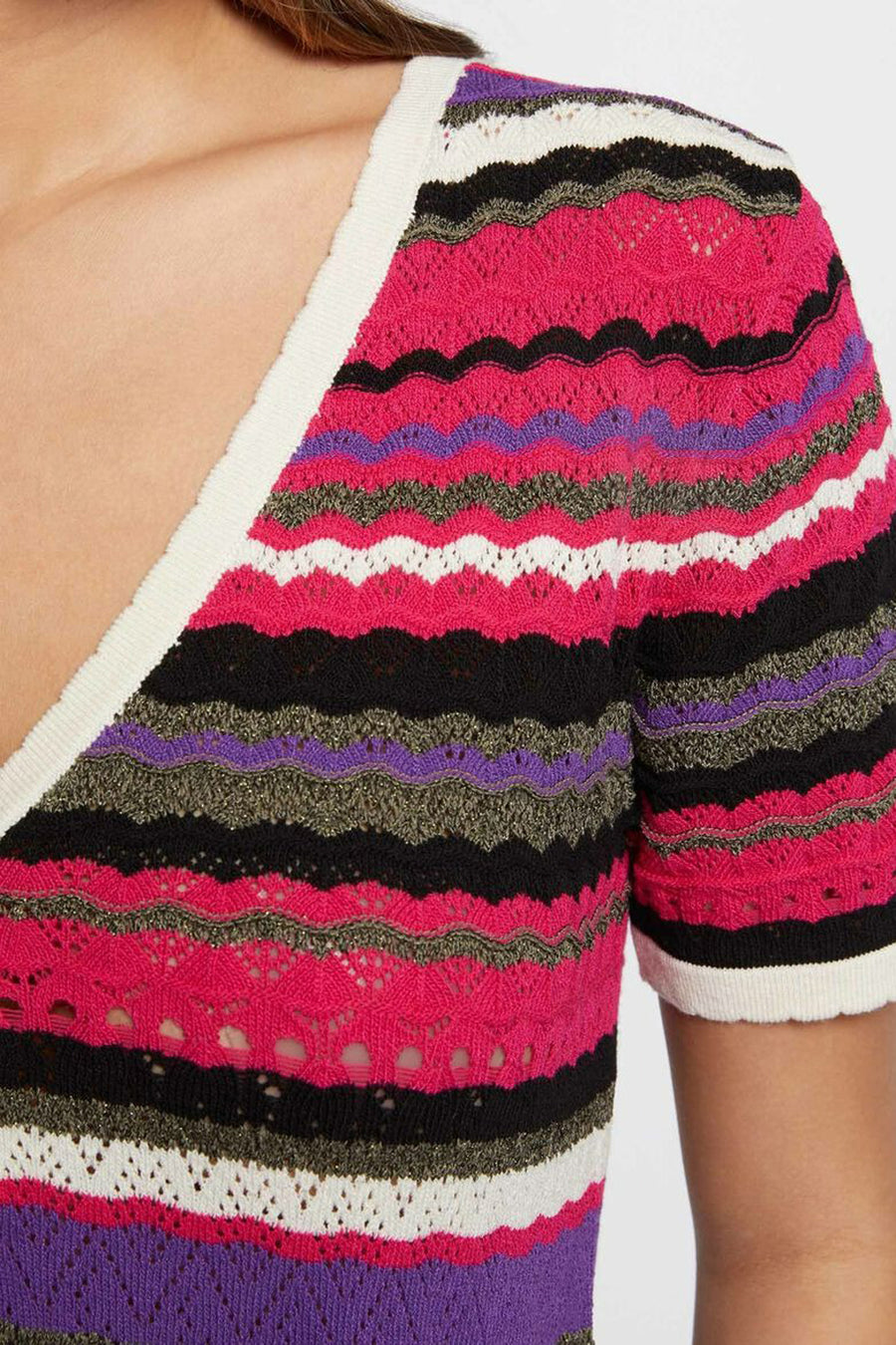 Pull à col en V - multicolore