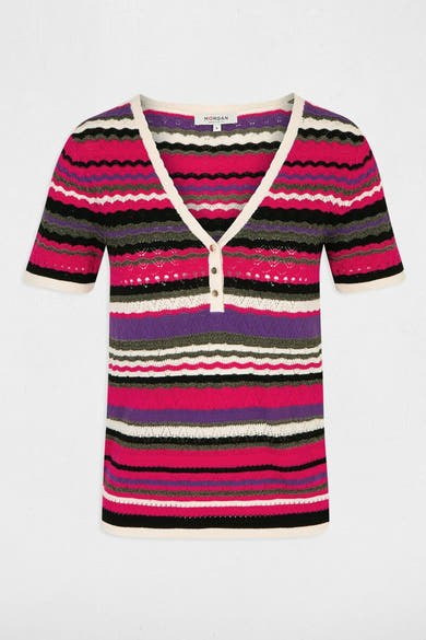 Pull à col en V - multicolore