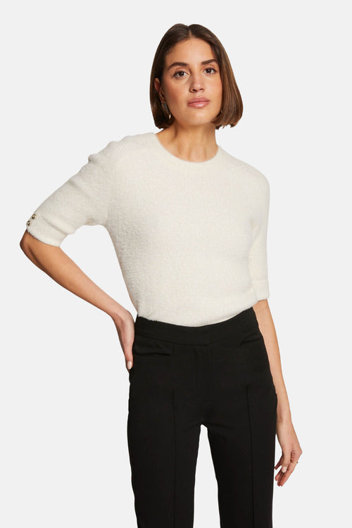 Pull met ronde hals - ecru