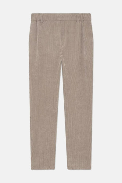 Pantalon chino beige en velours côtelé de Caroll, coupe droite.