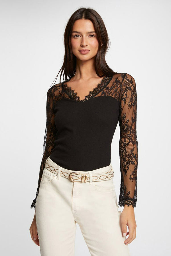 Top uni manches longues Noir - Morgan de Toi