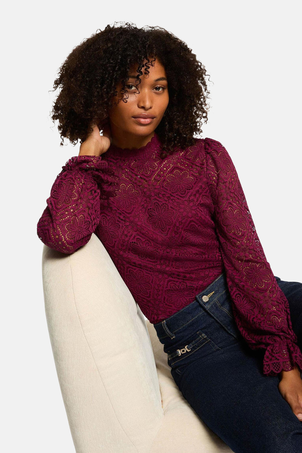Blouse à manches longues - rouge