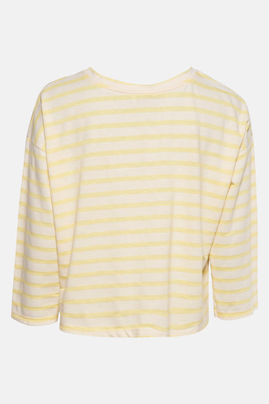 Geel gestreept T-shirt met lange mouwen van Terra di Siena, losse pasvorm.