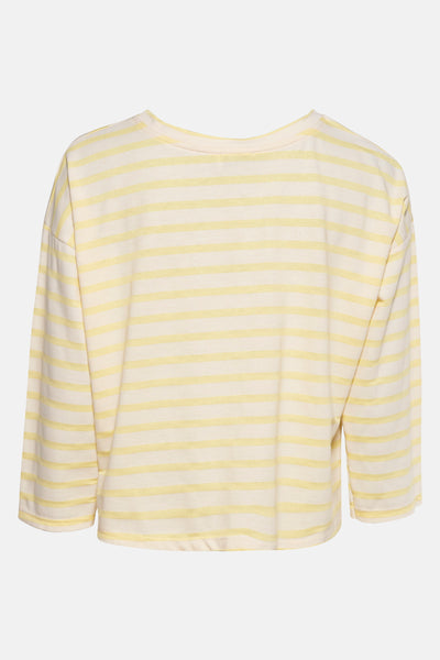 Geel gestreept T-shirt met lange mouwen van Terra di Siena, losse pasvorm.
