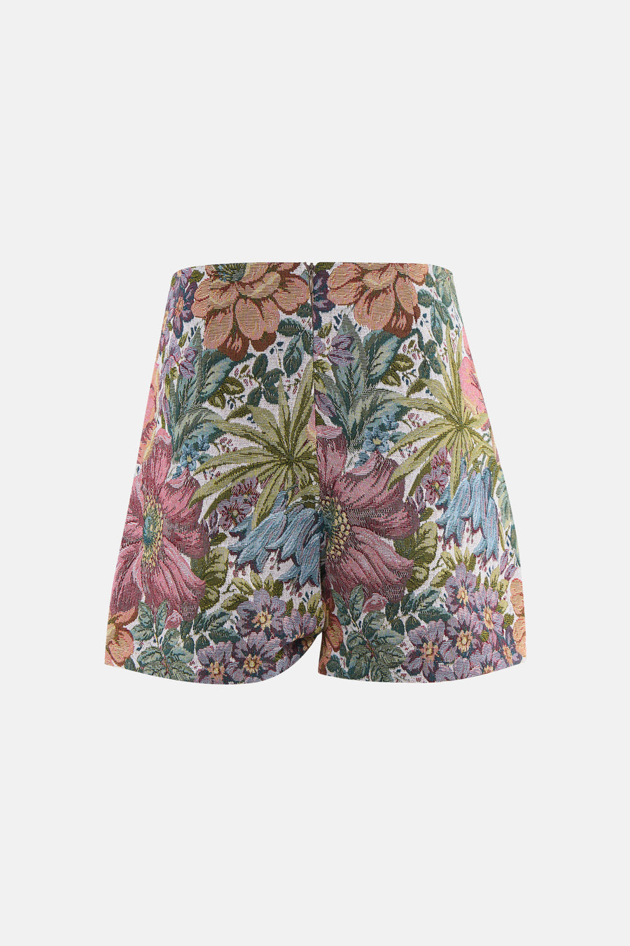 Multikleurige korte rok van Terra di Siena met kleurrijk bloemenpatroon en geweven textuur.