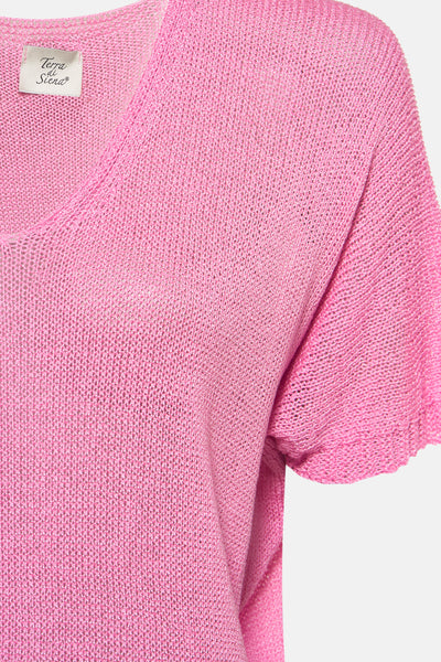 Pull met V-hals - roze