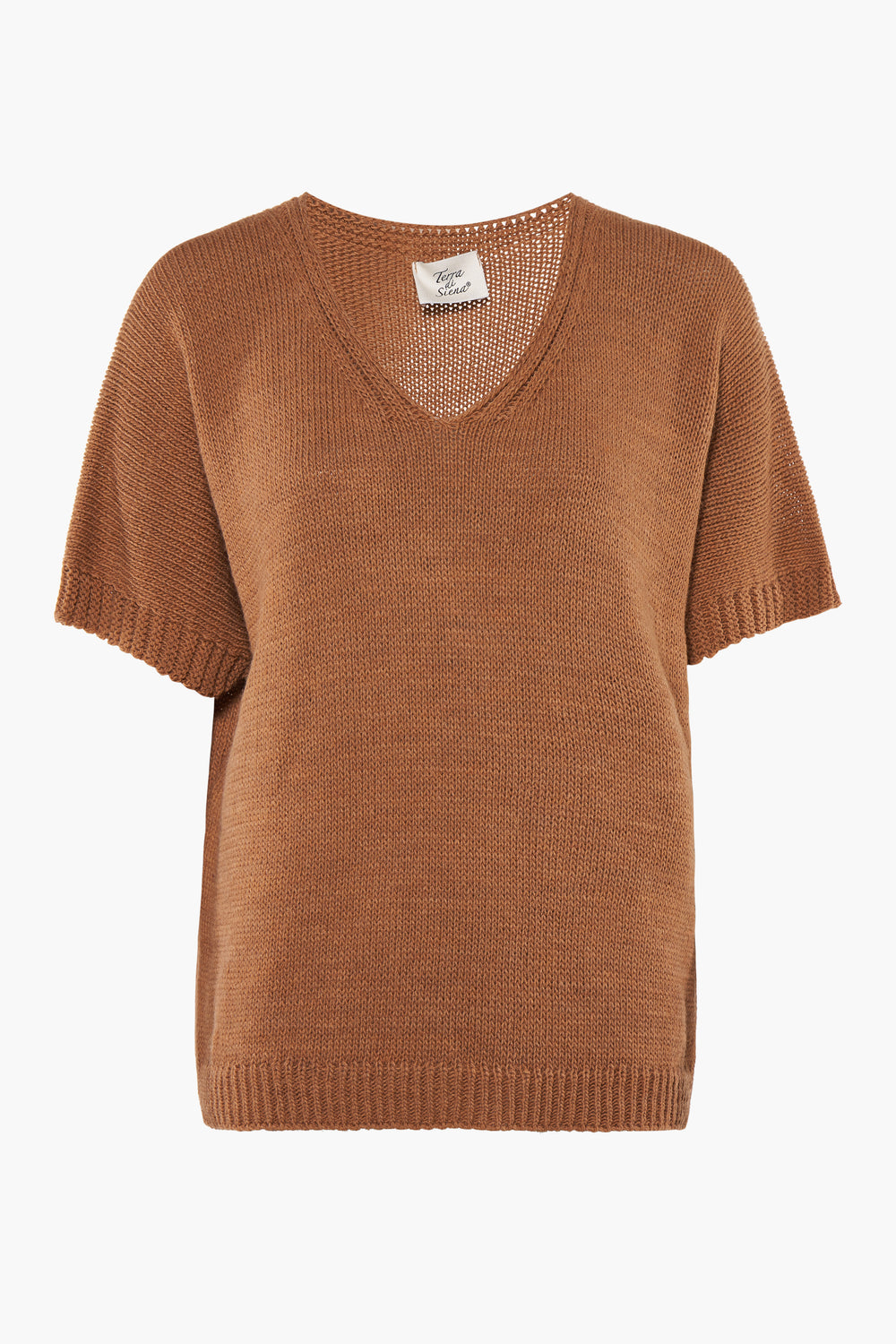 Trui met V-hals Beige - Terra di Siena