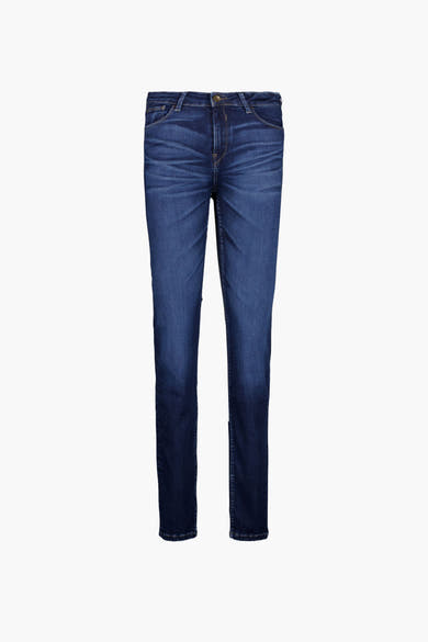 Jean droit en denim bleu foncé de GARCIA, avec délavage subtil et coupe ajustée.
