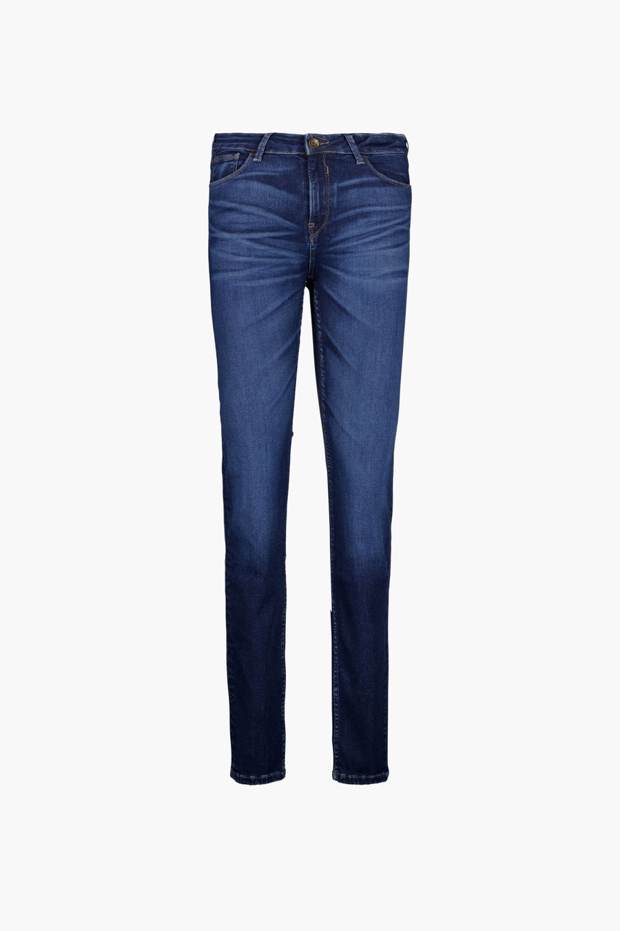 Jean droit en denim bleu foncé de GARCIA, avec délavage subtil et coupe ajustée.
