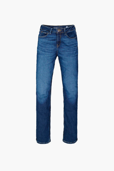 Jean droit en denim bleu foncé de GARCIA JEANS avec délavage subtil sur le devant.