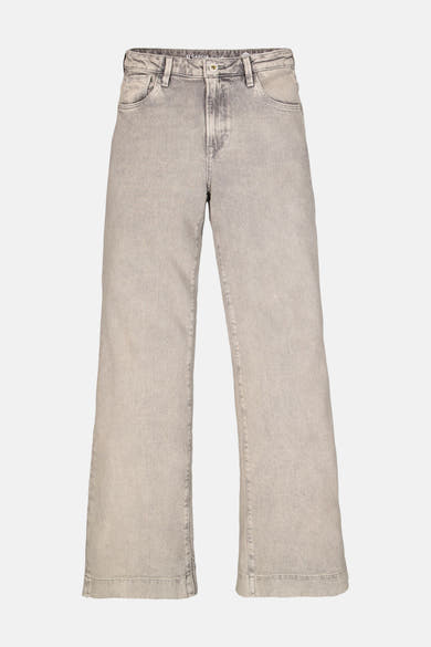Lichtgrijze wijde jeans van GARCIA, losse en relaxte pasvorm, van gewassen denim.