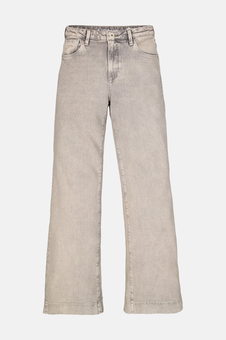 Lichtgrijze wijde jeans van GARCIA, losse en relaxte pasvorm, van gewassen denim.