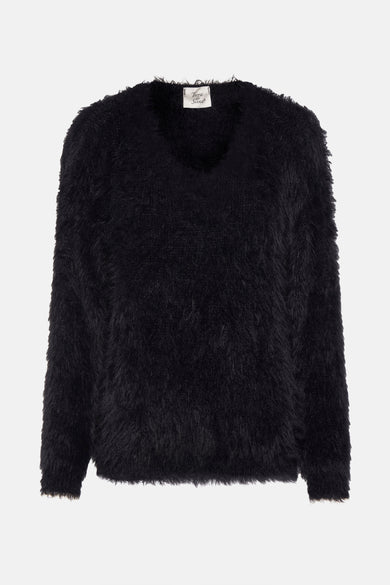 Pull col rond Noir - Terra di Siena
